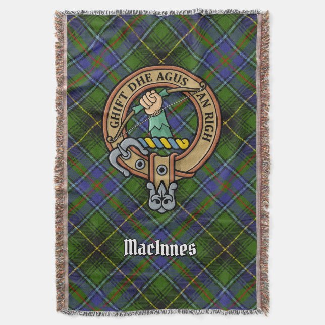 Klan MacInnes vapen över tartan Filt (Framsidan Vertikal)