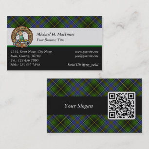 Klan MacInnes-Vapensköld över Affärskortet Tartan Visitkort