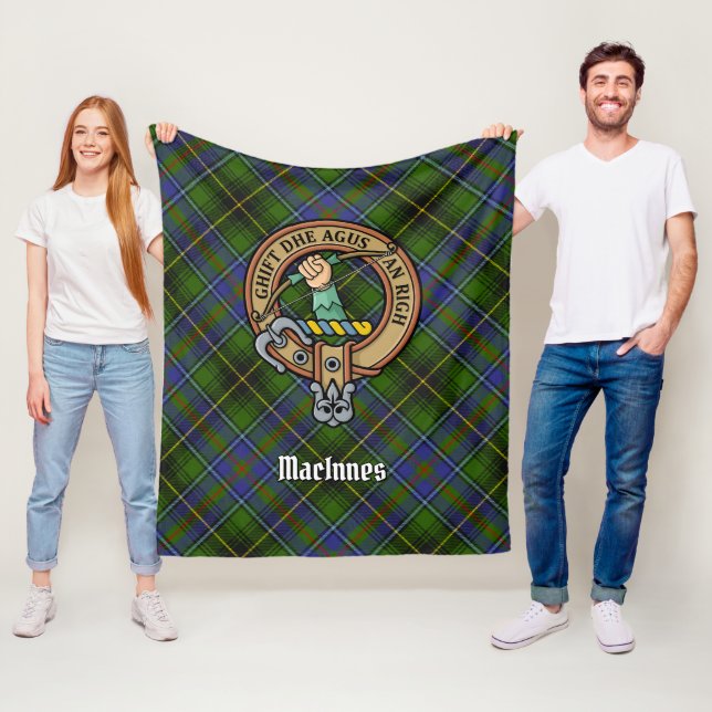 Klan MacInnes-Vapensköld över Tartan Fleecefilt (På plats)