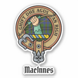 Klan MacInnes-Vapensköld över Tartan Klistermärken