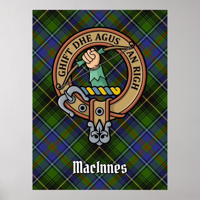 Klan MacInnes-Vapensköld över Tartan Poster (Framsidan)
