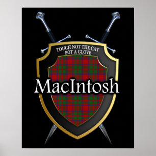 Klan MacIntosh Tartan Scottish Shield & Swords Poster