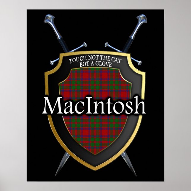 Klan MacIntosh Tartan Scottish Shield & Swords Poster (Framsidan)