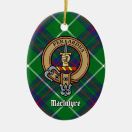 Klan MacIntyre Vapensköld over Hunting Tartan Julgransprydnad Keramik