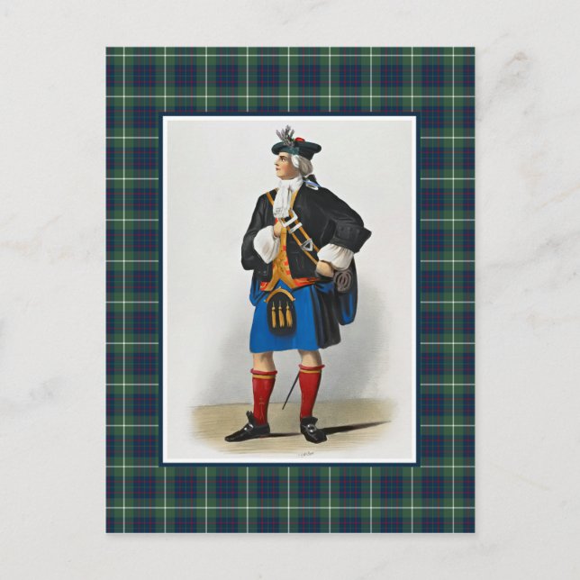 Klan MacIntyre Vintage Illustration Tartan Ram Vykort (Framsida)