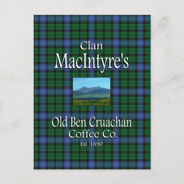 Klan MacIntyre's Old Ben Cruachan Coffee Co. Vykort (Framsida)