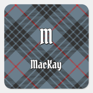 Klan MacKay Blue Tartan Fyrkantigt Klistermärke