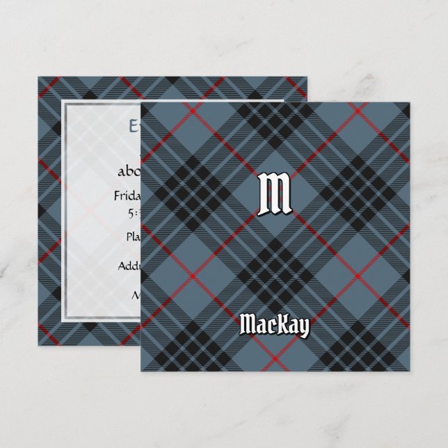 Klan MacKay Blue Tartan Inbjudningar (Fram/baksida)