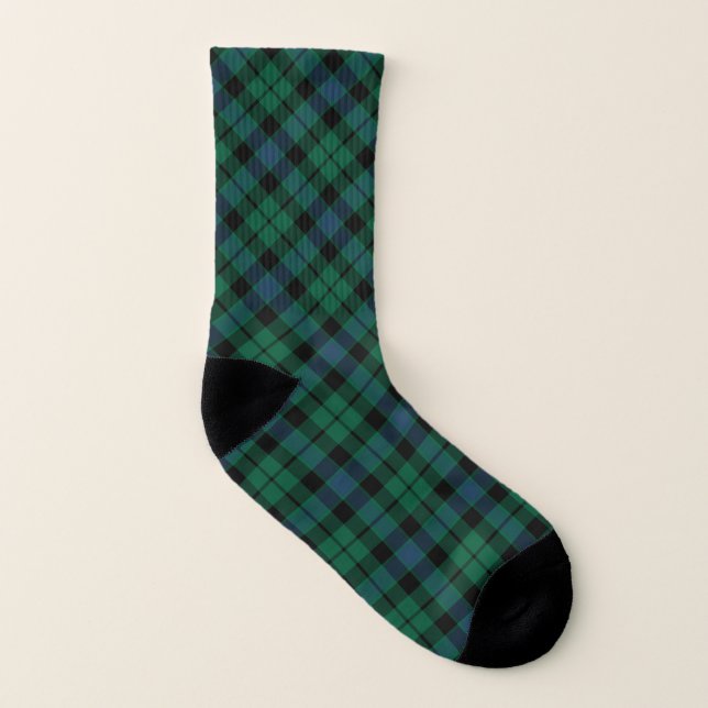 Klan MacKay Tartan Grönt och Blue Scottish Play Strumpor (Vänster inuti)