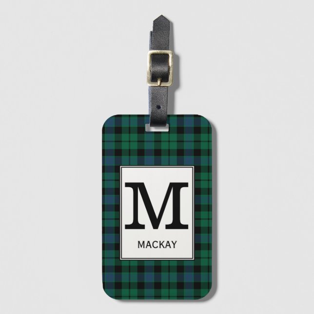 Klan MacKay Tartan Monogrammed Bagagebricka (Framsida vertikal)