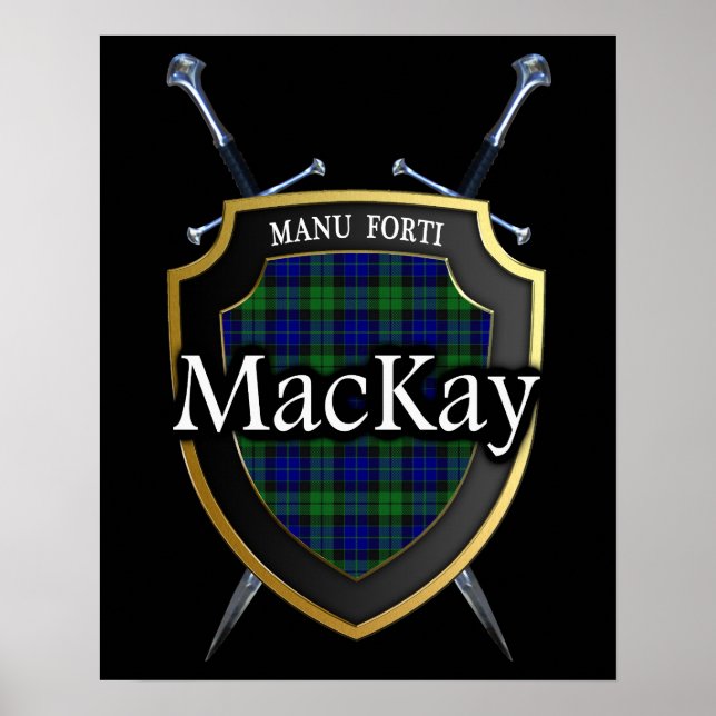 Klan MacKay Tartan Scottish Shield & Swords Poster (Framsidan)