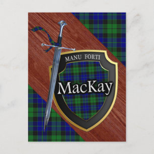 Klan MacKay Tartan Sword & Shield Vykort