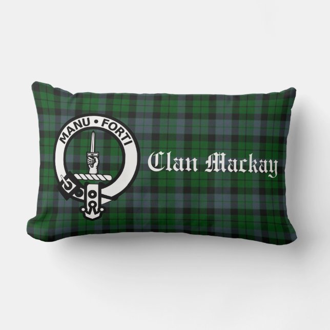 Klan Mackay Tartan Vapensköld Lumbar Pillow Lumbarkudde (Framsida)