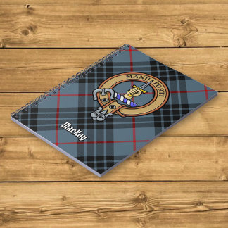 Klan MacKay-Vapensköld över Blue Tartan Anteckningsbok