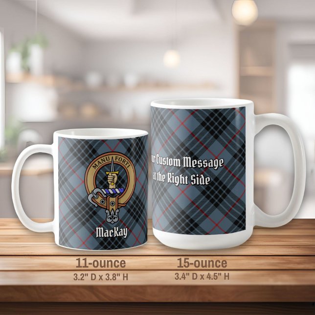 Klan MacKay-Vapensköld över Blue Tartan Kaffemugg (Skapare uppladdad)