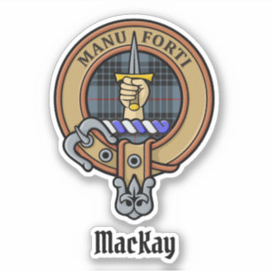 Klan MacKay-Vapensköld över Blue Tartan Klistermärken
