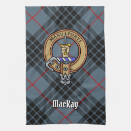 Klan MacKay-Vapensköld över Blue Tartan Kökshandduk