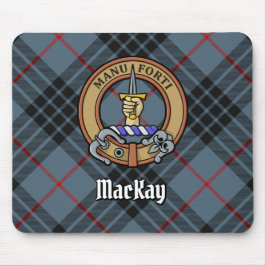 Klan MacKay-Vapensköld över Blue Tartan Musmatta