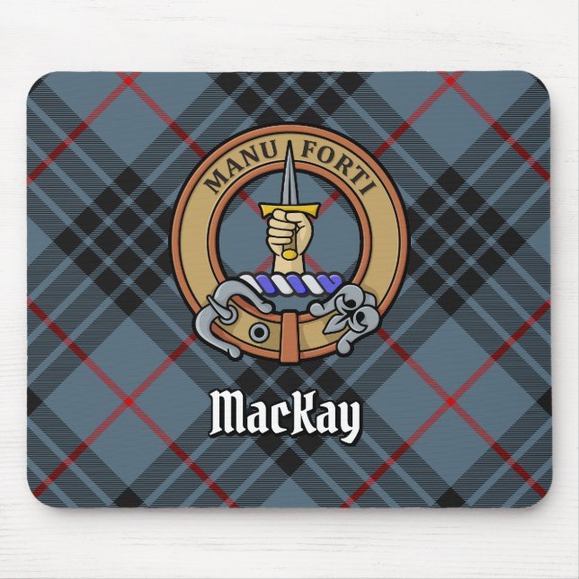 Klan MacKay-Vapensköld över Blue Tartan Musmatta (Framsidan)