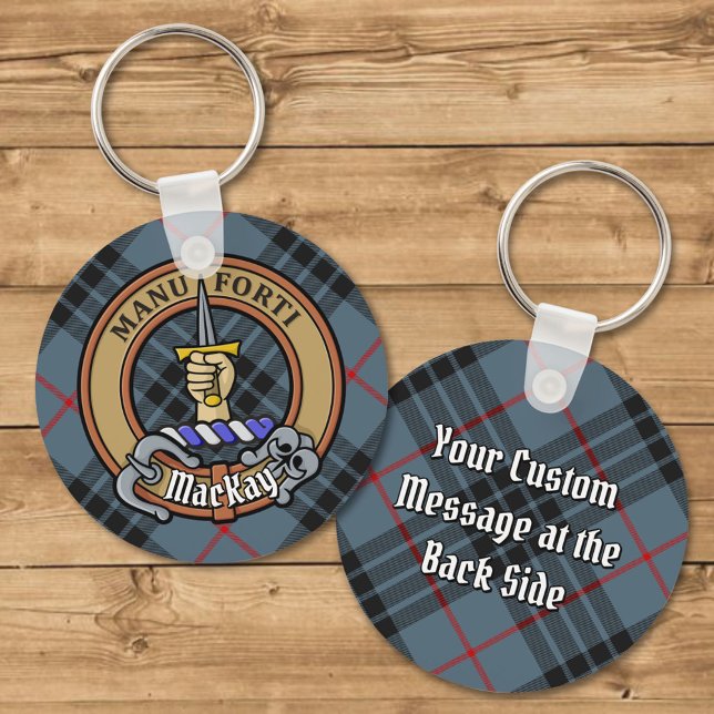 Klan MacKay-Vapensköld över Blue Tartan Nyckelring (Skapare uppladdad)