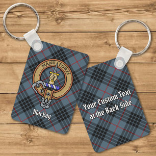 Klan MacKay-Vapensköld över Blue Tartan Nyckelring