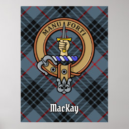 Klan MacKay-Vapensköld över Blue Tartan Poster