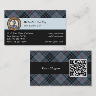 Klan MacKay-Vapensköld över Blue Tartan Visitkort