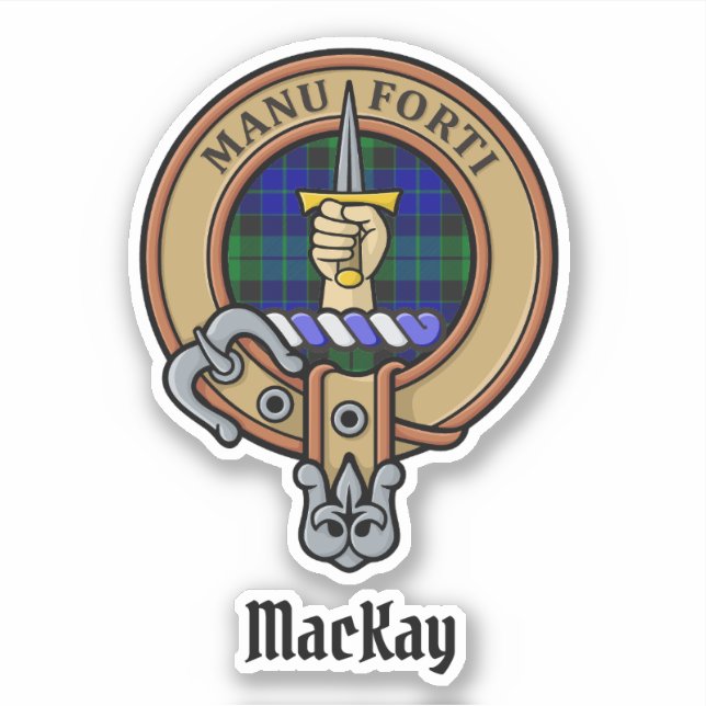 Klan MacKay-Vapensköld över Tartan Klistermärken (Framsida)