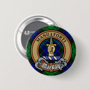 Klan MacKay-Vapensköld över Tartan Knapp