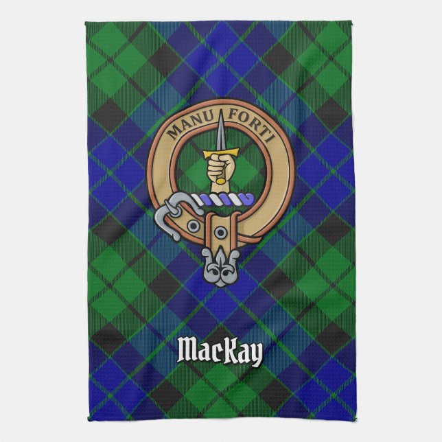 Klan MacKay-Vapensköld över Tartan Kökshandduk (Vertikal)