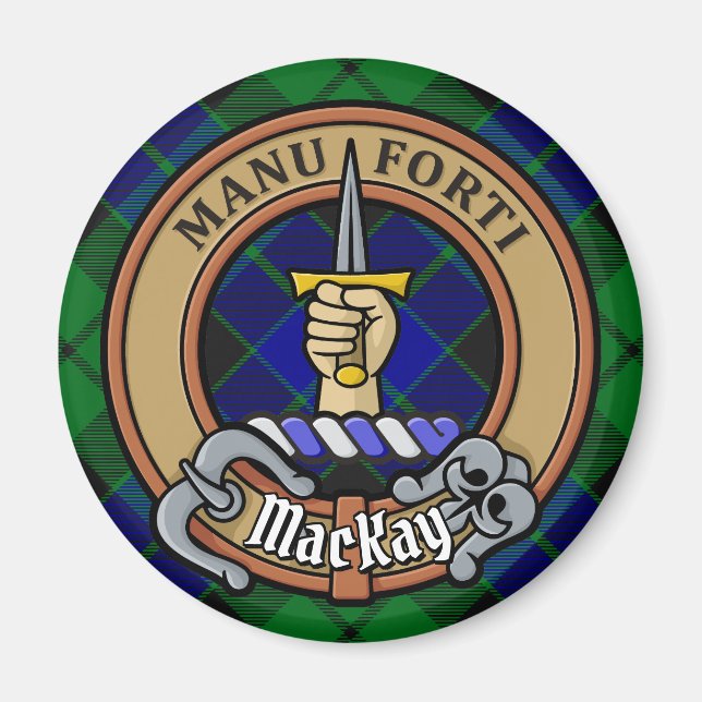 Klan MacKay-Vapensköld över Tartan Magnet (Framsidan)