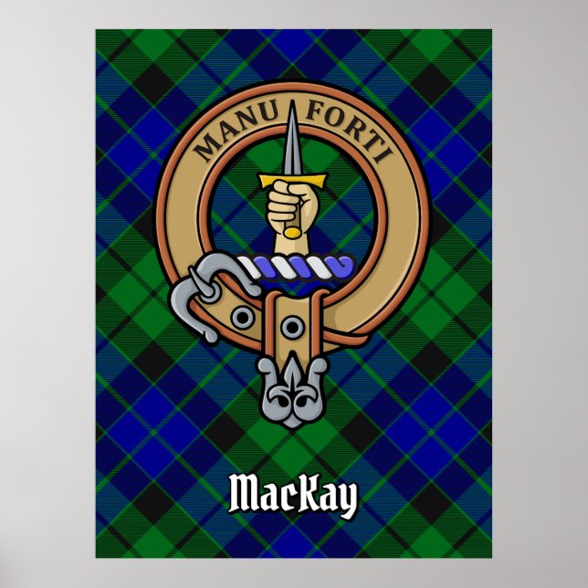 Klan MacKay-Vapensköld över Tartan Poster (Framsidan)