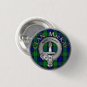 Klan MacKay-Vapensköld & Tartan Knapp