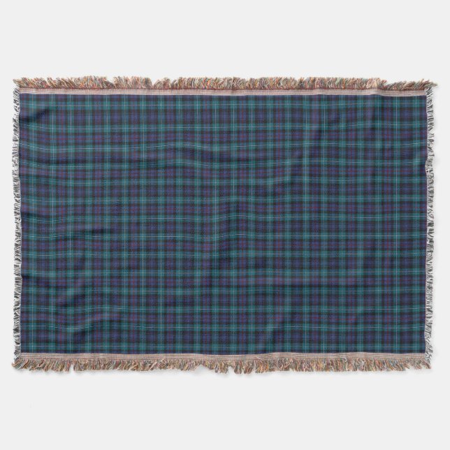 Klan Mackenzie Blue och Turquise Modern Tartan Mysfilt (Framsidan)