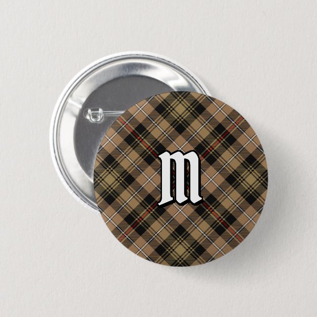 Klan MacKenzie Hunting Brown Tartan Button Knapp (Framsida & baksida)