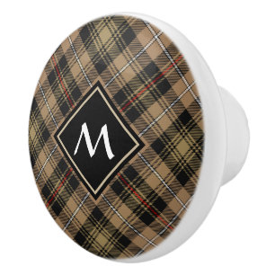 Klan MacKenzie Hunting Brown Tartan Ceramic Knob Knopp