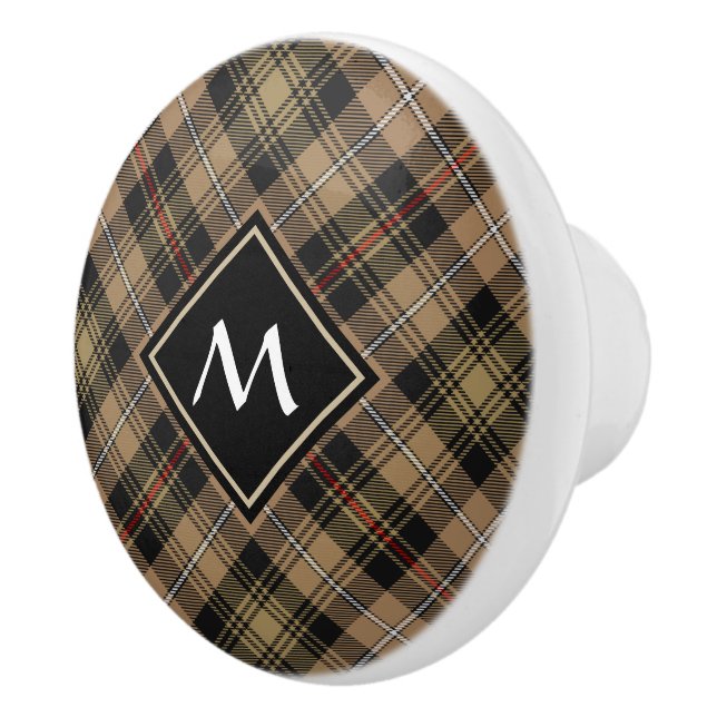 Klan MacKenzie Hunting Brown Tartan Ceramic Knob Knopp (Höger)