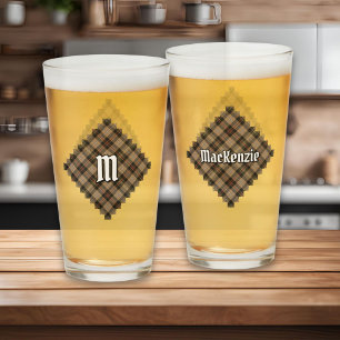 Klan MacKenzie Hunting Brown Tartan Glass Glaskopp