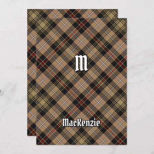 Klan MacKenzie Hunting Brown Tartan-inbjudan Inbjudningar (Fram/baksida)