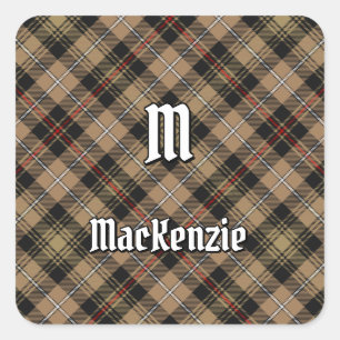 Klan MacKenzie Jakt Brun Tartan Fyrkantig Klisterm Fyrkantigt Klistermärke