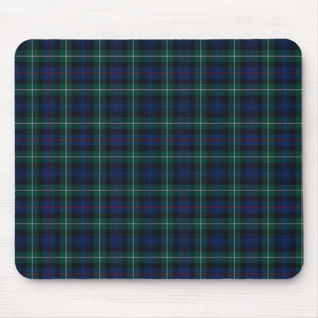 Klan Mackenzie Royal Blue och Forest Grönt Tartan Musmatta (Framsidan)