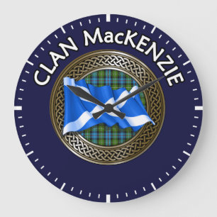 Klan MacKenzie Tartan Knot & Flagga Stor Klocka