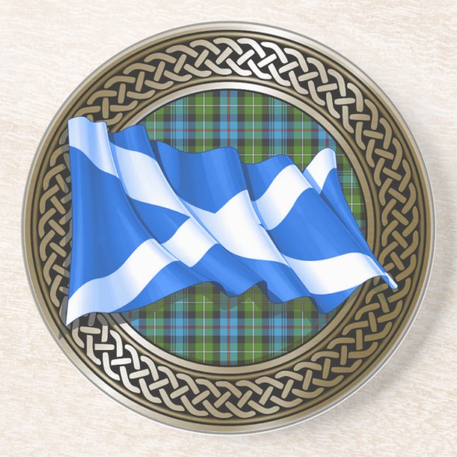 Klan MacKenzie Tartan Knot & Flagga Underlägg (Framsidan)