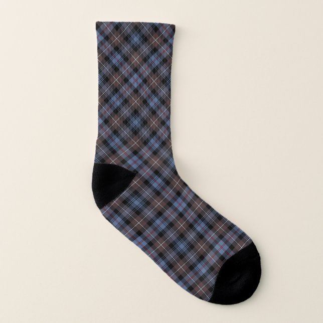 Klan Mackenzie Tartan Light Blue och Brown Play Strumpor (Vänster inuti)