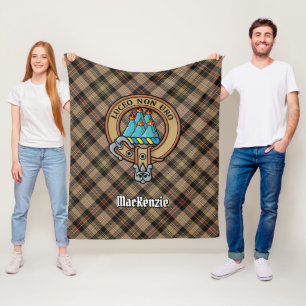 Klan MacKenzie Vapensköld över Brown Hunting Tarta Fleecefilt