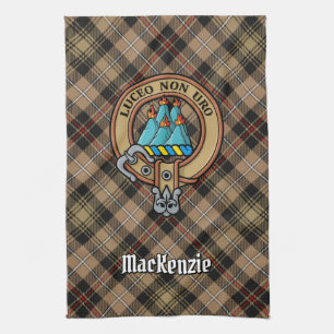 Klan MacKenzie Vapensköld över Brown Hunting Tarta Kökshandduk