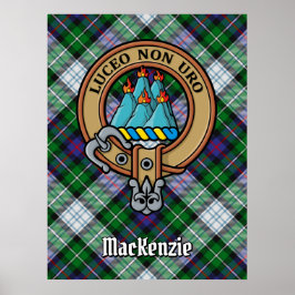Klan MacKenzie-Vapensköld över Dress Tartan Poster