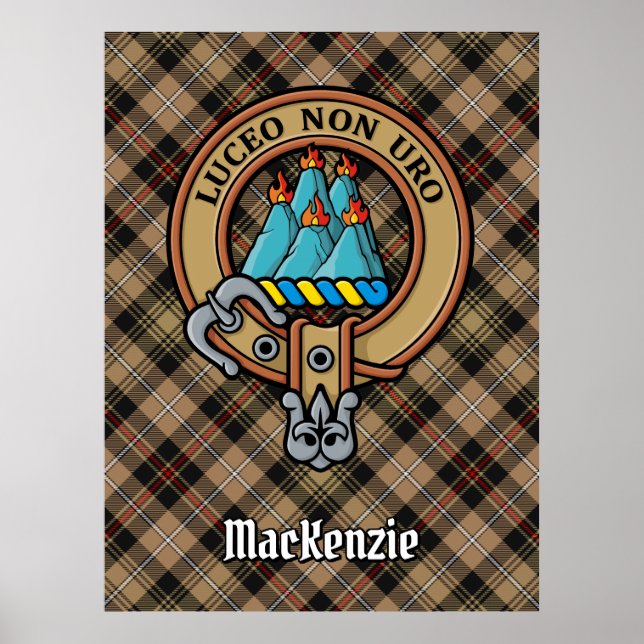 Klan MacKenzie-Vapensköld över jakt på Tartan Poster (Framsidan)