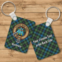 Klan MacKenzie-Vapensköld över Tartan Keychain Nyckelring