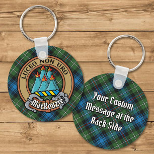 Klan MacKenzie-Vapensköld över Tartan Nyckelring